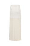 SWAYING/KNIT patchwork striped long skirt SW23AW3B09 white